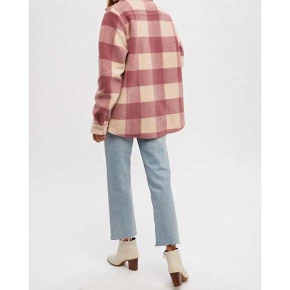 NEW BLUIVY shelly checkered shacket in mauve - Picture 3 of 3